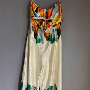 Aakaa Multicolor Strapless Wide Leg Jumpsuit